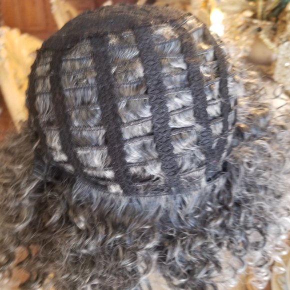 READY to Ship Today- Gray Black Afro Big Curly Full Wig!! main image 4